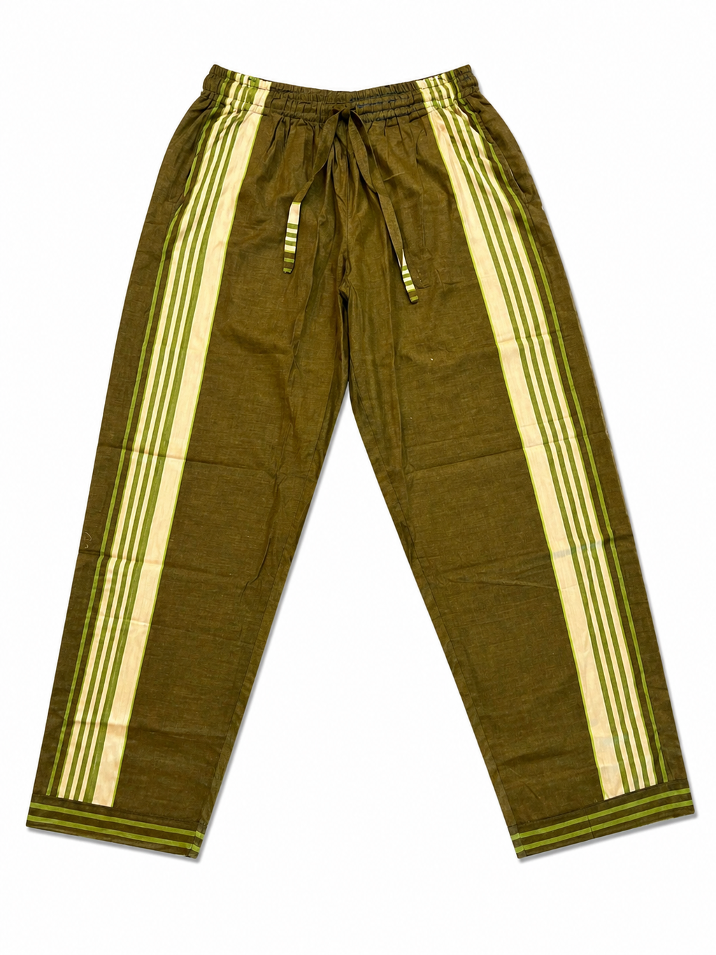 Glossy Green + Cream Stripped Pants