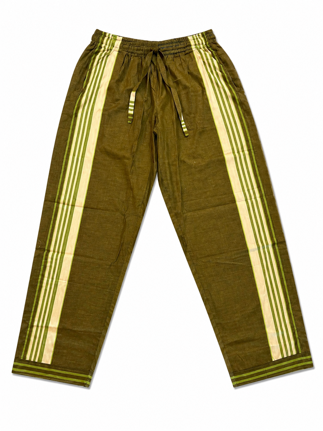 Glossy Green + Cream Stripped Pants