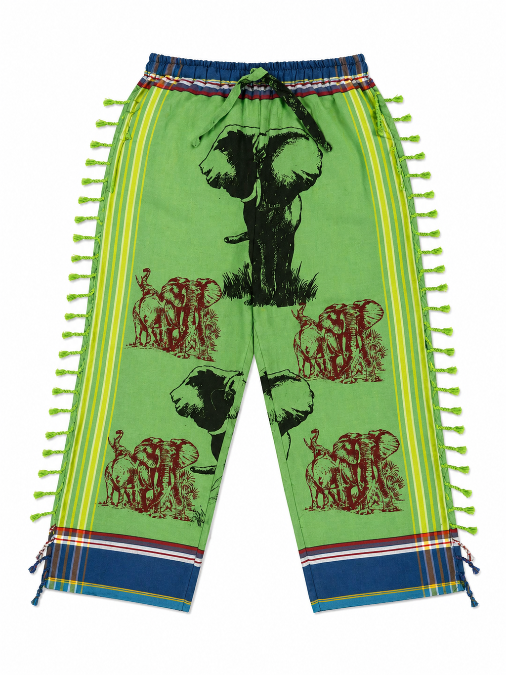 Green + Red Elephants Pants
