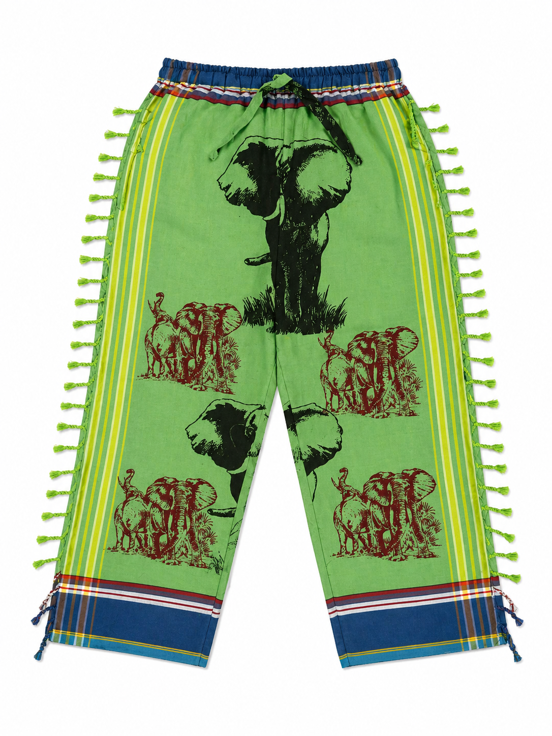 Green + Red Elephants Pants