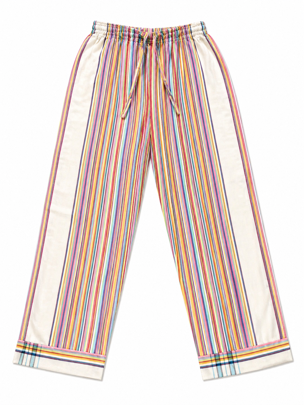 Soft Cream + Rainbow Stripped Pants