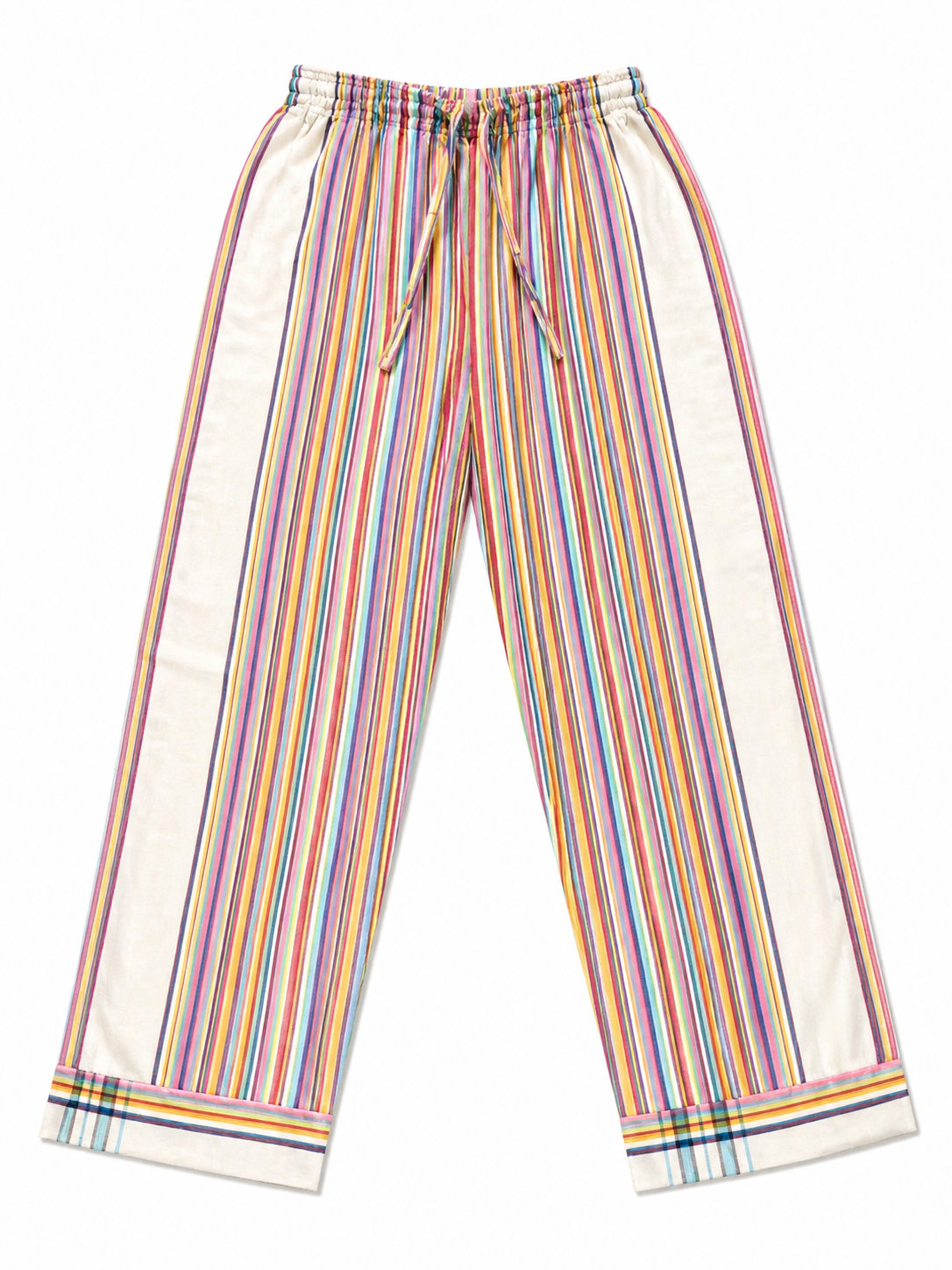 Soft Cream + Rainbow Stripped Pants