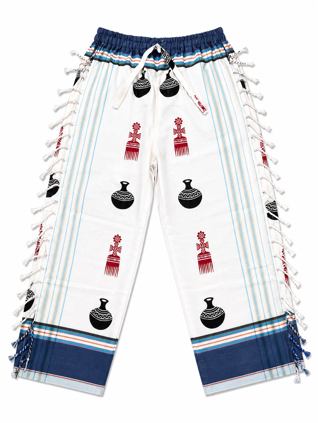 White + Navy Blue Tribal Pants