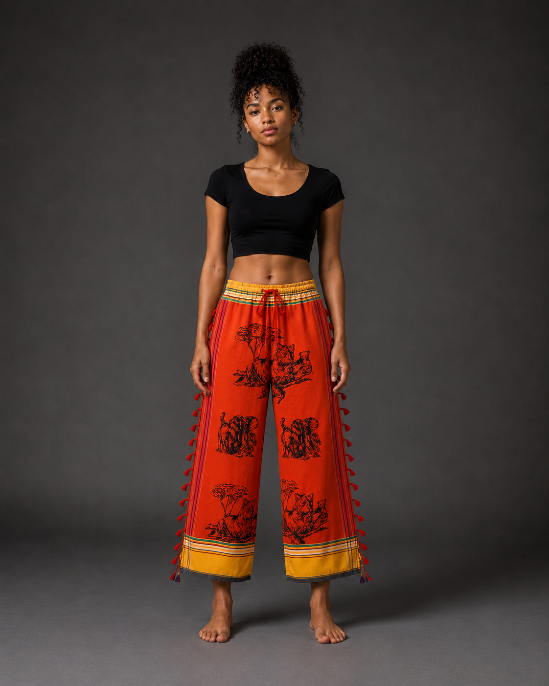 Orange Tiger + Elephant Pants