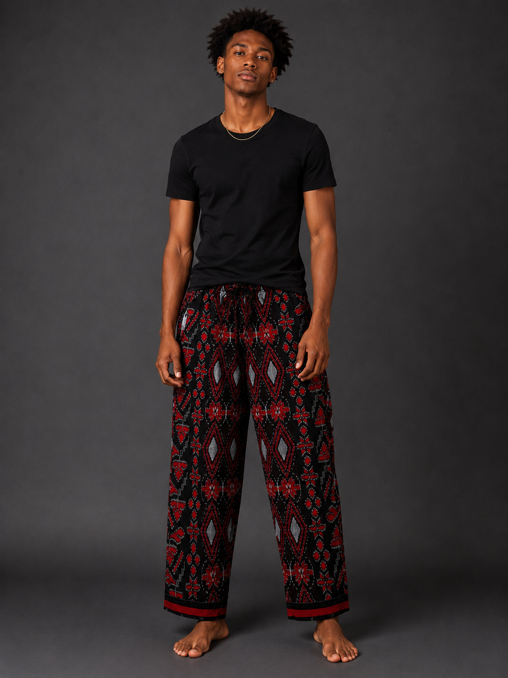 Black + Red Tribal Pants