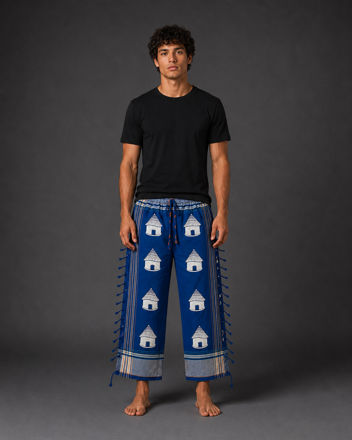 Blue + Tribal Hut Pants